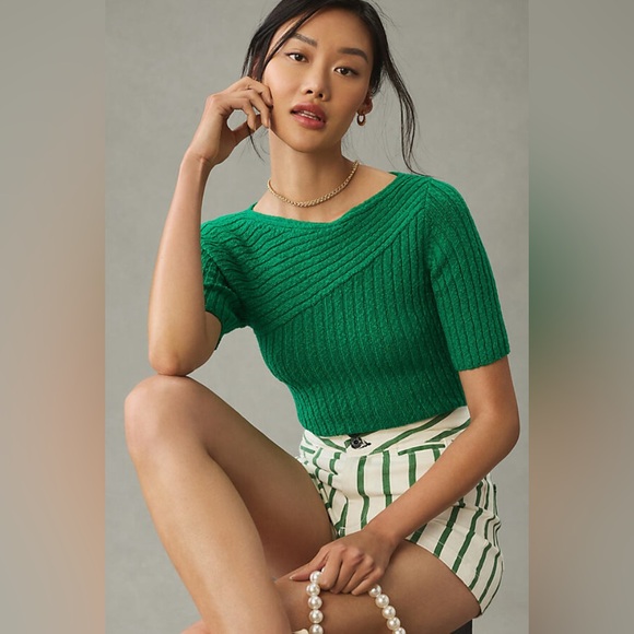 Maeve Ribbed Sweater Tee S - Picture 1 of 4